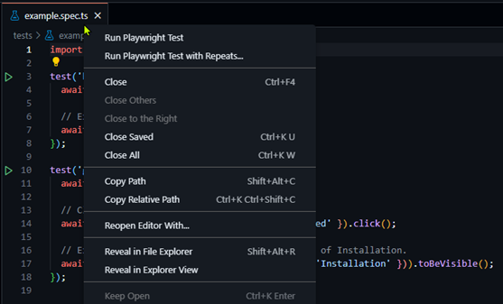 File context menu